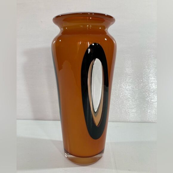 Rare Murano Cased Art Glass Vase Finestre Hand Blown MCM Two Tone - Picture 4 of 10